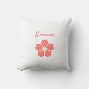 Cute Coral Pink Cherry Blossom Flower Baby Throw Pillow