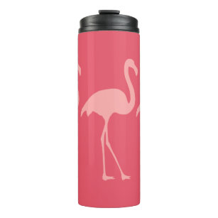 Cute coral pink flamingo bird thermal tumbler mug