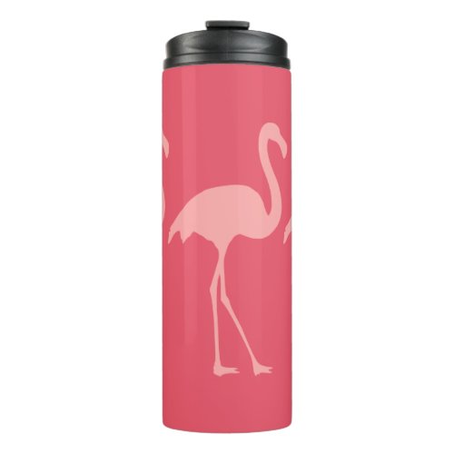 Cute coral pink flamingo bird thermal tumbler mug