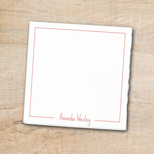 Cute Coral Pink Monogram Full Name Post_it Notes