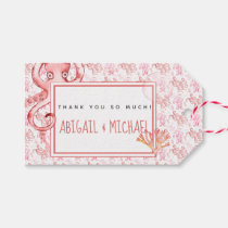 Cute Coral &amp; Pink Octopus Baby Shower Favor Tag