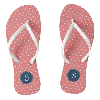 Cute Coral Polka Dots Flip Flops