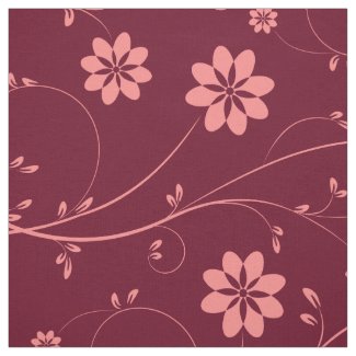Cute Coral Red & Burgundy Delicate Floral Pattern