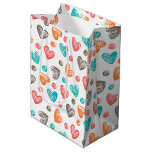 Cute Coral Red Pink Aqua Blue Heart Art Pattern