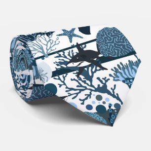 Cute coral shark pattern tie
