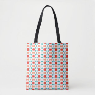 Cute Coral Teddy Bear Floral Pattern Tote Bag
