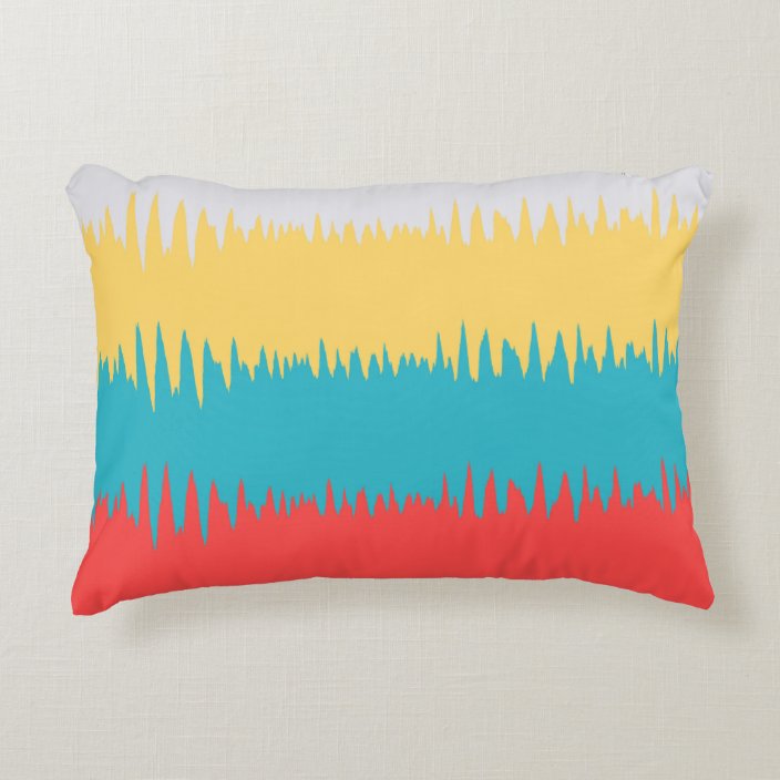 Cute Coral Turquoise Yellow White Zigzag Stripes Decorative Pillow