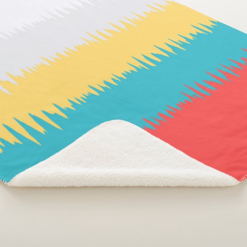 CUTE Coral Turquoise Yellow White Zigzag Stripes Sherpa Blanket