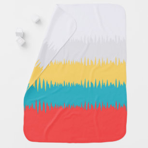 CUTE Coral Turquoise Yellow White Zigzag Stripes Swaddle Blanket