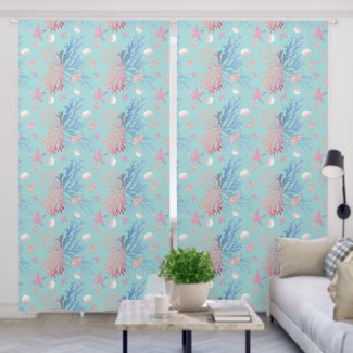 Cute Corals Seashells Oysters Ocean Robin Egg Blue