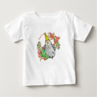 Cute Corella parrot in tropical flowers Baby Bodys