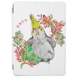 Cute Corella parrot in tropical flowers Baby Bodys iPad Air Cover
