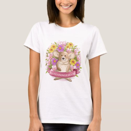 Cute Corgi aka Fluffy Flower Mouse T_Shirt