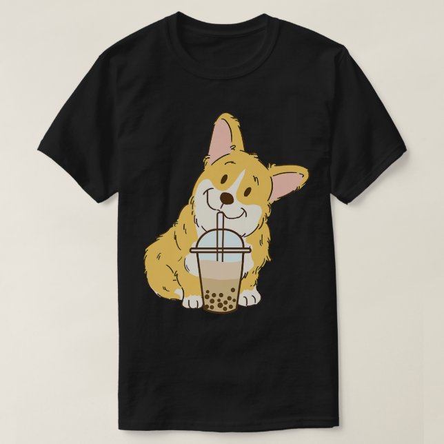 Cute Corgi And Boba Dog Bubble Milk Tea Lovers453 T-Shirt (Design Front)