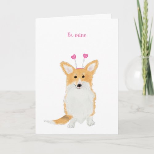 Cute corgi be mine Valentines card