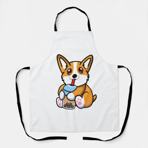 Cute Corgi Boba  Apron