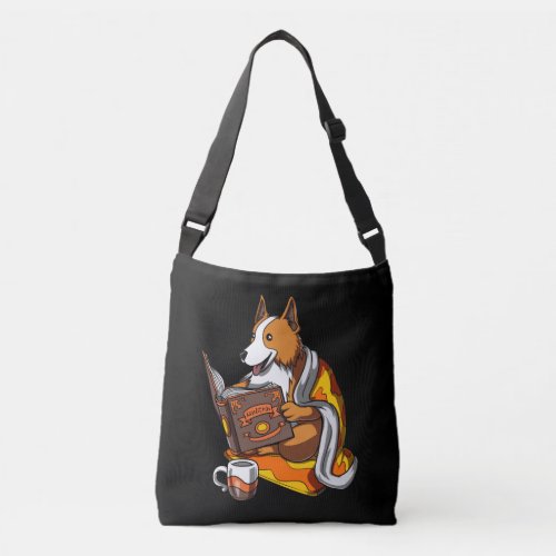 Cute Corgi Book Reading Dog Funny Pet Crossbody Bag