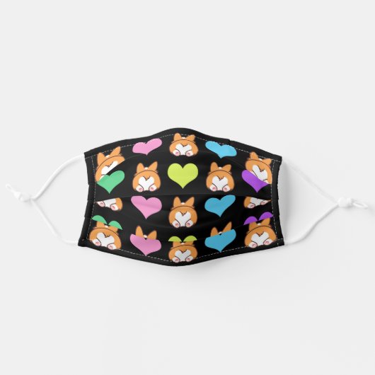 Cute Corgi Butt Adult Cloth Face Mask (Front, Unfolded)