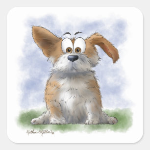 Cute Corgi Cartoon Square Sticker