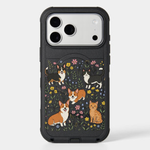Cute Corgi Cat Wildflower iPhone 17 Pro Max Case