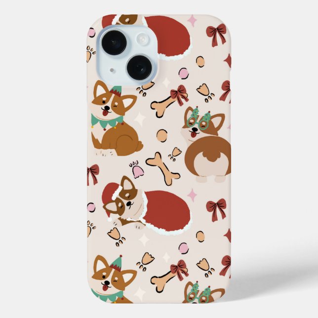 Cute Corgi Christmas Holiday Seamless Pattern Case-Mate iPhone Case (Back)