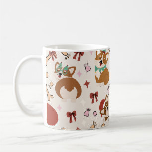 Cute Corgi Christmas Holiday Seamless Pattern Coffee Mug
