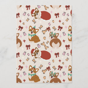 Cute Corgi Christmas Holiday Seamless Pattern Invitation