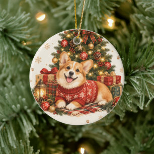 Cute Corgi Christmas Ornament Festive Corgi Dog