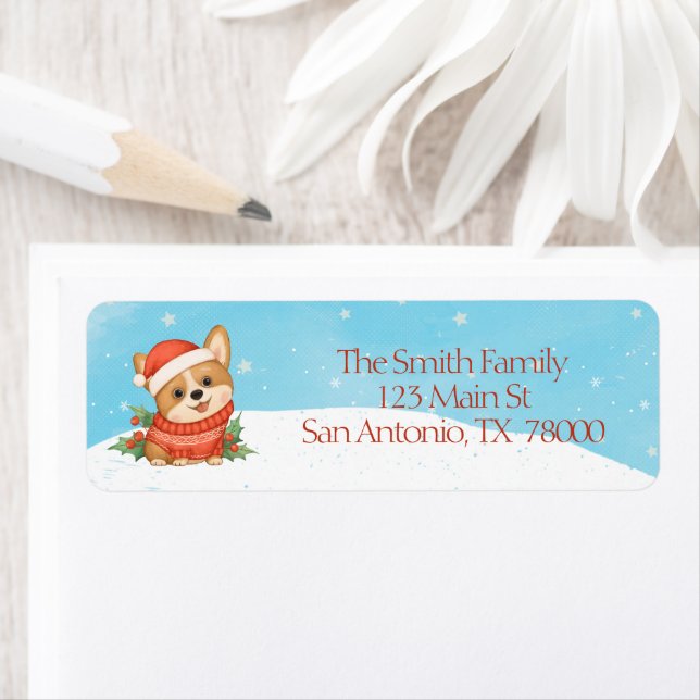 Cute Corgi Christmas Return Address Label (Insitu)