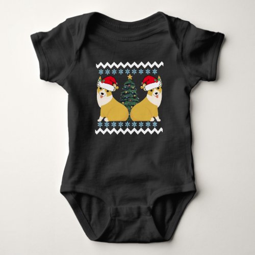 Cute Corgi Christmas Santa Baby Bodysuit