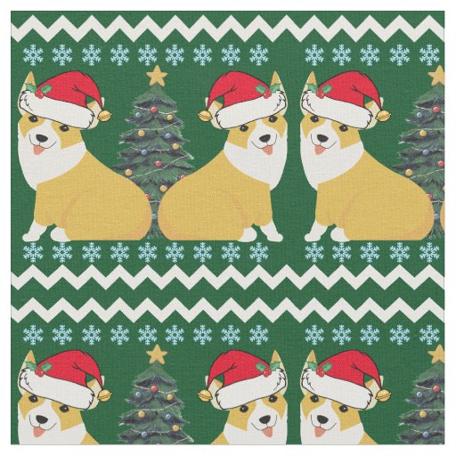 Cute Corgi Christmas Santa Fabric