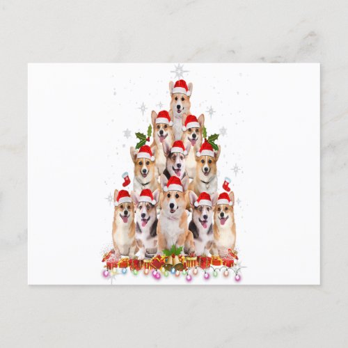 Cute Corgi Christmas Tree Dog Santa Xmas Pajamas Announcement Postcard