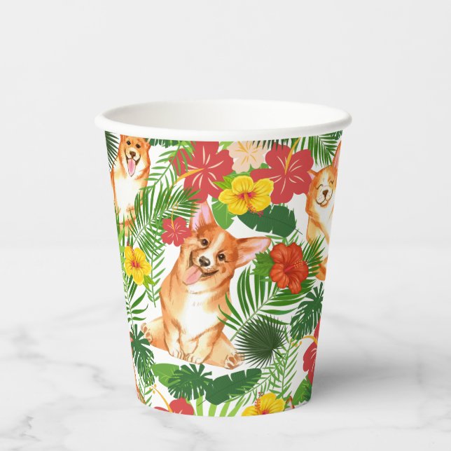 Cute Corgi Colorful  Paper Cups (Front)