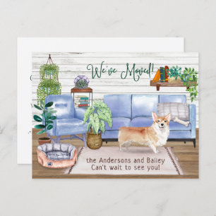 Cute Corgi Cozy New Home Moving Announcement Postcard