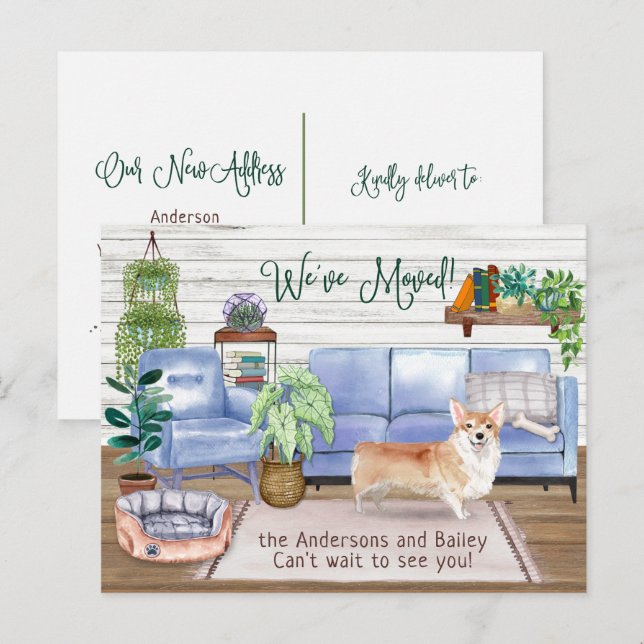Cute Corgi Cozy New Home Moving         Announcement Postcard (Front/Back)
