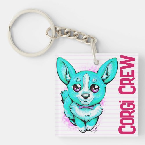 Cute Corgi Crew Hand_Drawn Kawaii Puppy Dog  Keychain
