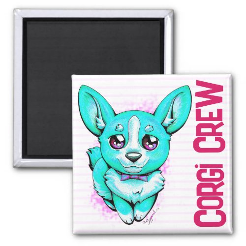 Cute Corgi Crew Hand_Drawn Kawaii Puppy Dog  Magnet