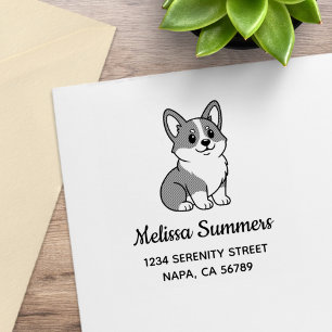 Cute Corgi Dog Address Rubber Stamp
