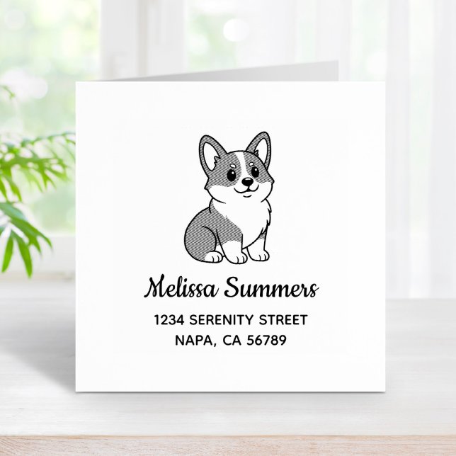 Cute Corgi Dog Address Rubber Stamp (Creator Uploaded)