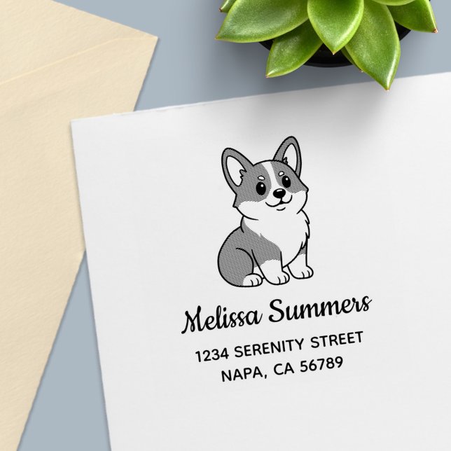 Cute Corgi Dog Address Self-inking Stamp (Creator Uploaded)