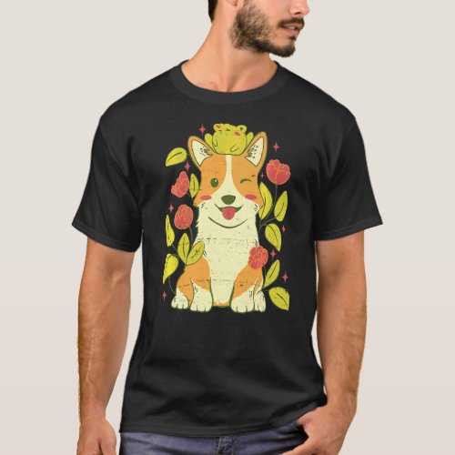 Cute Corgi Dog And Frog T-Shirt