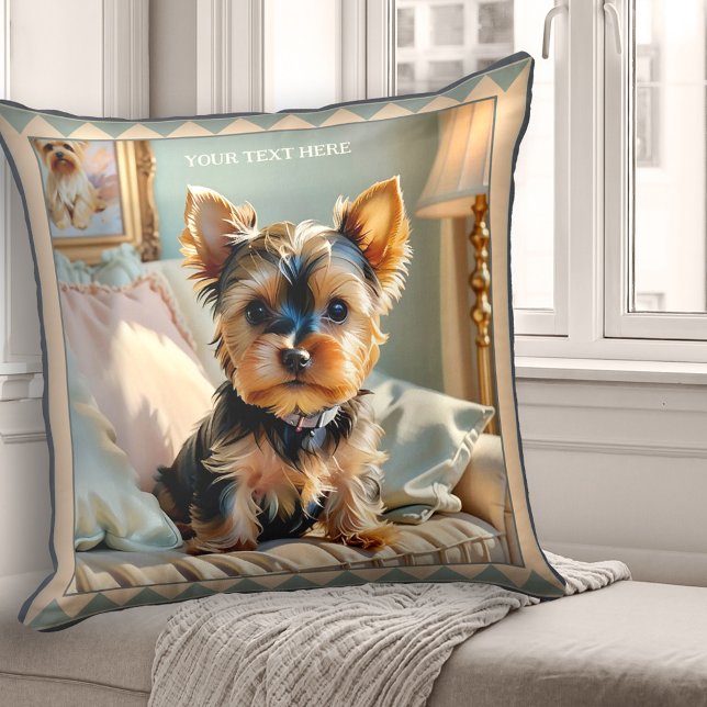Cute Corgi Dog Animal Art Throw Pillow (Pillow featuring a painting of a cute Corgi dog on a sofa. Beautiful for a dog lover.)