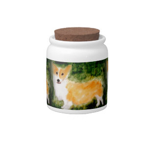 Cute Corgi Dog Art Candy Jar