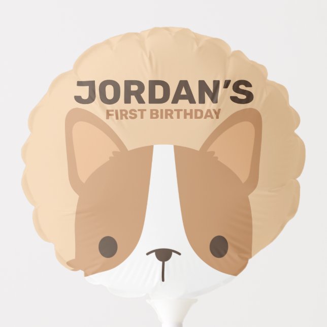 Cute Corgi Dog Birthday  Balloon (Front)