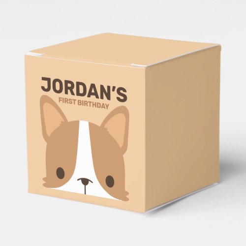 Cute Corgi Dog Birthday Favor Boxes