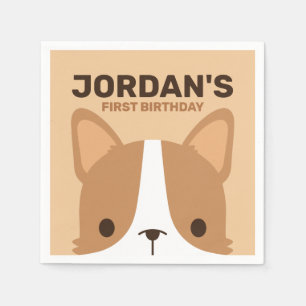 Cute Corgi Dog Birthday  Napkins