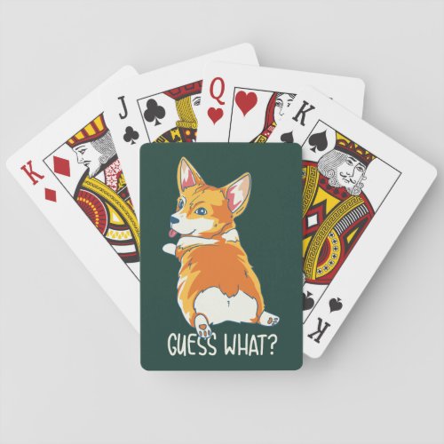 Cute Corgi Dog Butt Guess What Gag Poker Cards