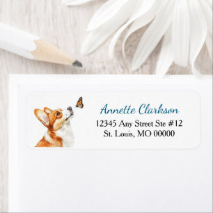 Cute Corgi Dog Butterfly Wonder Label