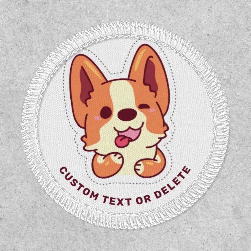 Cute Corgi Dog Cartoon with Custom Text Patch