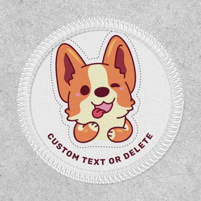Cute Corgi Dog Cartoon with Custom Text Patch (Front)